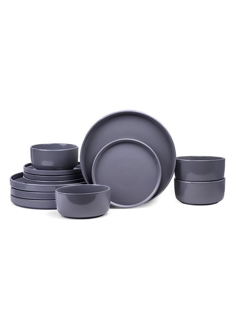 Cuisine Art ORI 12-Piece Stoneware Dinner Set - Dark Grey