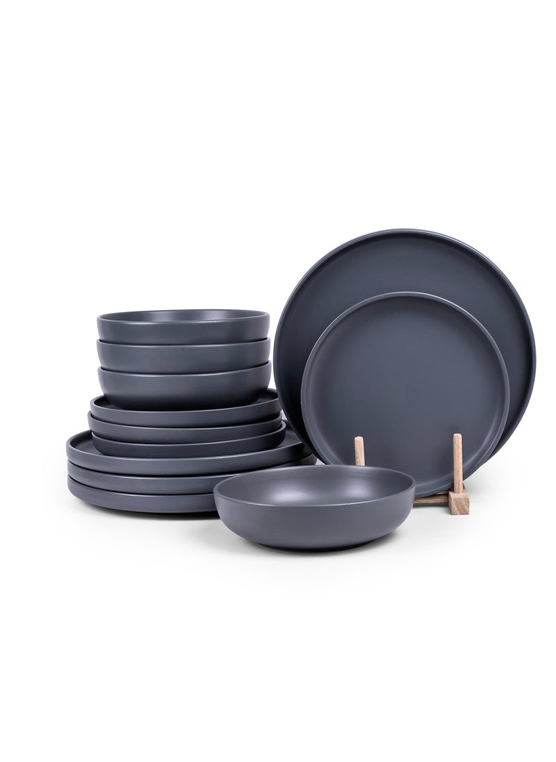 Cuisine Art UMA 12-Piece Glazed Dinner Set - Grey