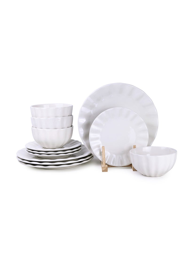 Cuisine Art SUZY 12-Piece Glazed Dinner Set - Cream