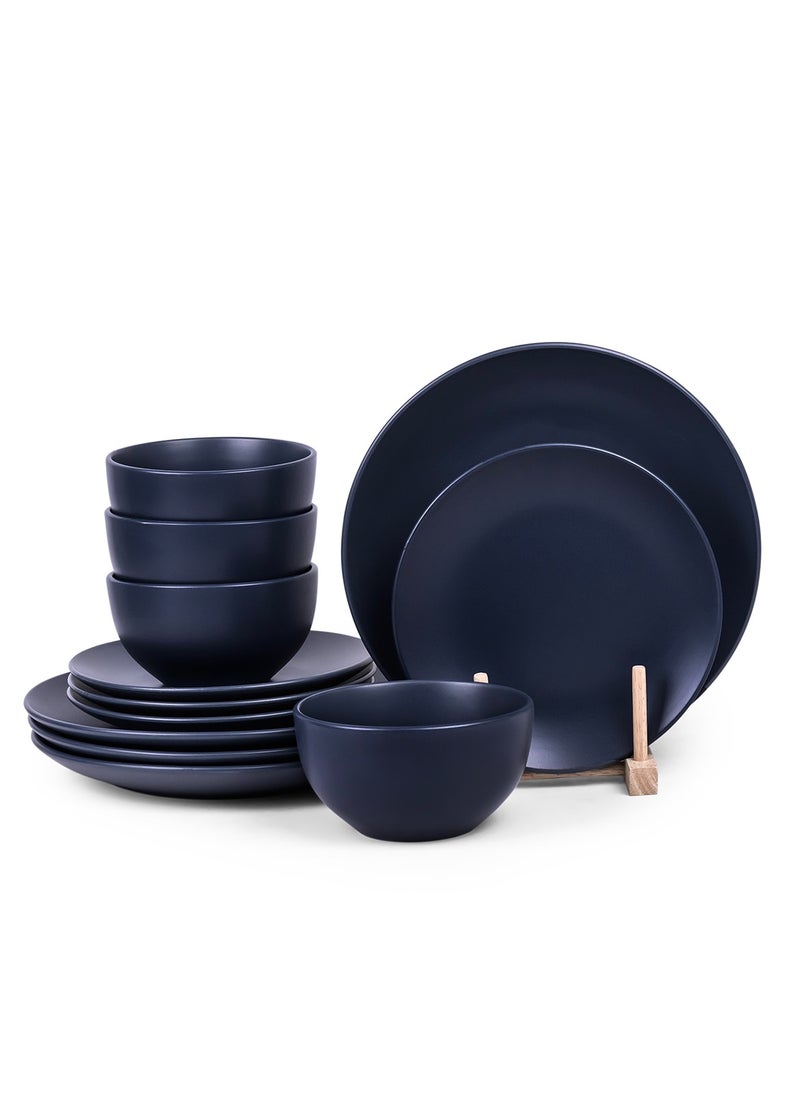 Cuisine Art IRZU 12-Piece Glazed Dinner Set - Blueish Gray