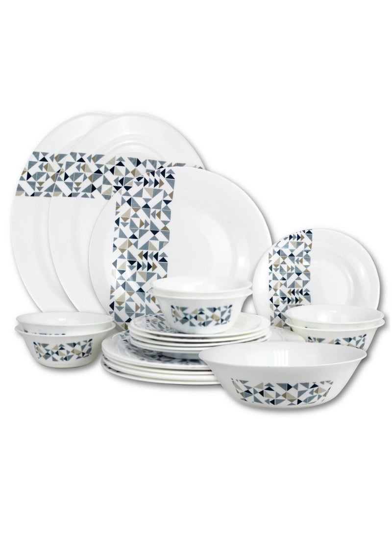 Melrich 27 Pcs Opal ware Dinner Set Durable Elegant and Stylish Dinner plate Dessert plate Bowl Serving bowl Serving plate BPA Free Dishwasher and Microwave Safe