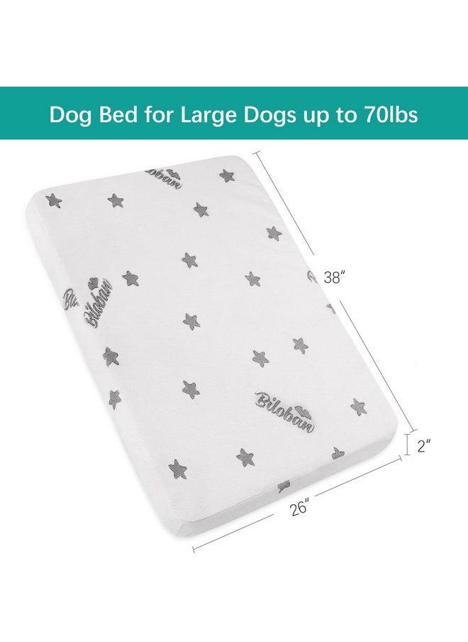 Biloban Waterproof Dog Beds for (Large) Dogs, Washable Dog Bed Mat Pad or Pet Bed, Memory Foam Dog Beds & Furniture for Small/Medium Large/XL/XXL Dogs with Removable Cover (Light Grey)