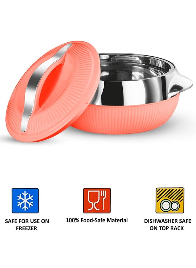 Lavenna Feasta Large Insulated Hot Pot – 6500ml, Double-Walled Stainless Steel, PU Insulated Casserole, BPA-Free, Food Safe, Keeps Food Hot & Fresh for Hours, Easy Carry Handle, Elegant Design – Coral Orange