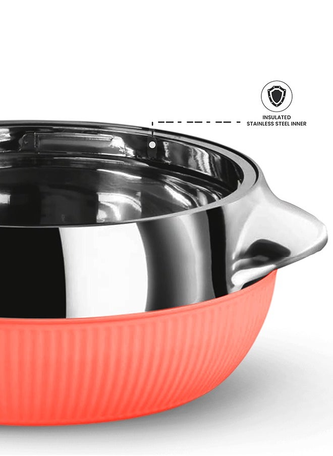 Lavenna Feasta Large Insulated Hot Pot – 6500ml, Double-Walled Stainless Steel, PU Insulated Casserole, BPA-Free, Food Safe, Keeps Food Hot & Fresh for Hours, Easy Carry Handle, Elegant Design – Coral Orange