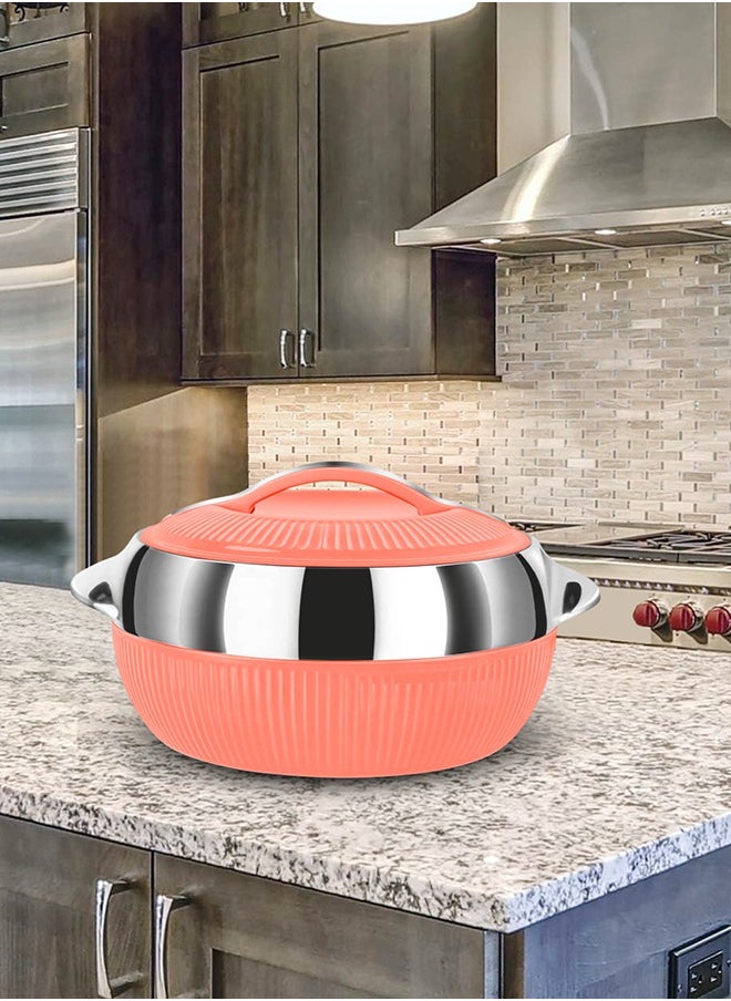 Lavenna Feasta Large Insulated Hot Pot – 6500ml, Double-Walled Stainless Steel, PU Insulated Casserole, BPA-Free, Food Safe, Keeps Food Hot & Fresh for Hours, Easy Carry Handle, Elegant Design – Coral Orange
