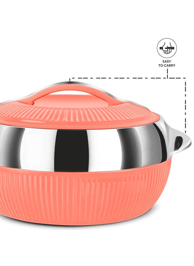 Lavenna Feasta Large Insulated Hot Pot – 6500ml, Double-Walled Stainless Steel, PU Insulated Casserole, BPA-Free, Food Safe, Keeps Food Hot & Fresh for Hours, Easy Carry Handle, Elegant Design – Coral Orange