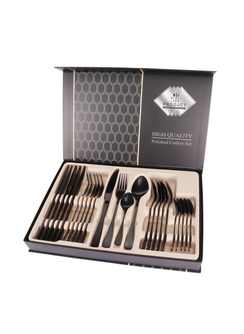 24PCS Stainless Steel Silverware Set, (Service for 6) Mirror Polished Flatware Set Cutlery Tableware Set Stainless Steel Eating Utensils Silverware Eating Utensils Tableware Set for Home Kitchen