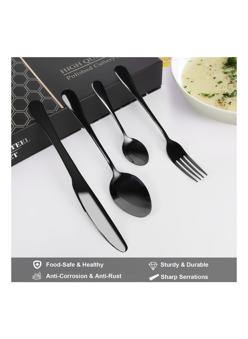 24PCS Stainless Steel Silverware Set, (Service for 6) Mirror Polished Flatware Set Cutlery Tableware Set Stainless Steel Eating Utensils Silverware Eating Utensils Tableware Set for Home Kitchen