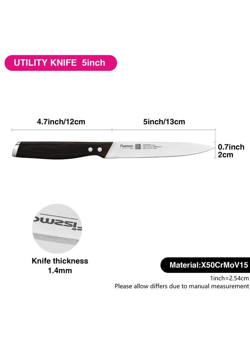 5'' Utility Knife  Ferdinand Series with Sharp Blade and Sturdy Non Slip Handle Minimalist Design Stainless Steel Suitable for Home Restaurant