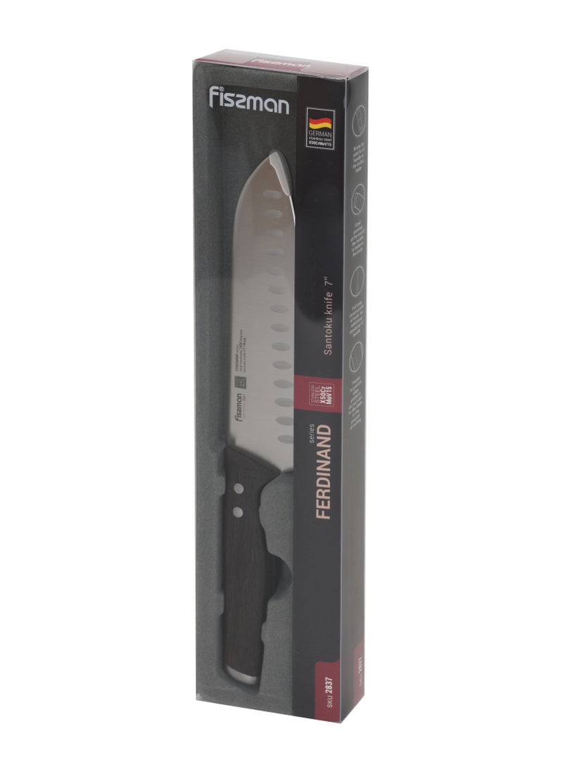 7'' Santoku Knife  Ferdinand Series with Sharp Blade and Sturdy Non Slip Handle Minimalist Design Stainless Steel Suitable for Home Restaurant