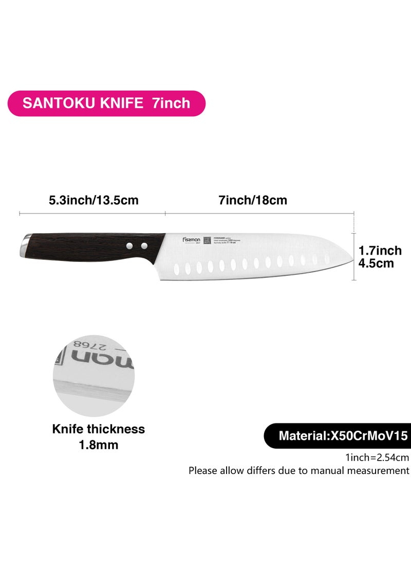 7'' Santoku Knife  Ferdinand Series with Sharp Blade and Sturdy Non Slip Handle Minimalist Design Stainless Steel Suitable for Home Restaurant