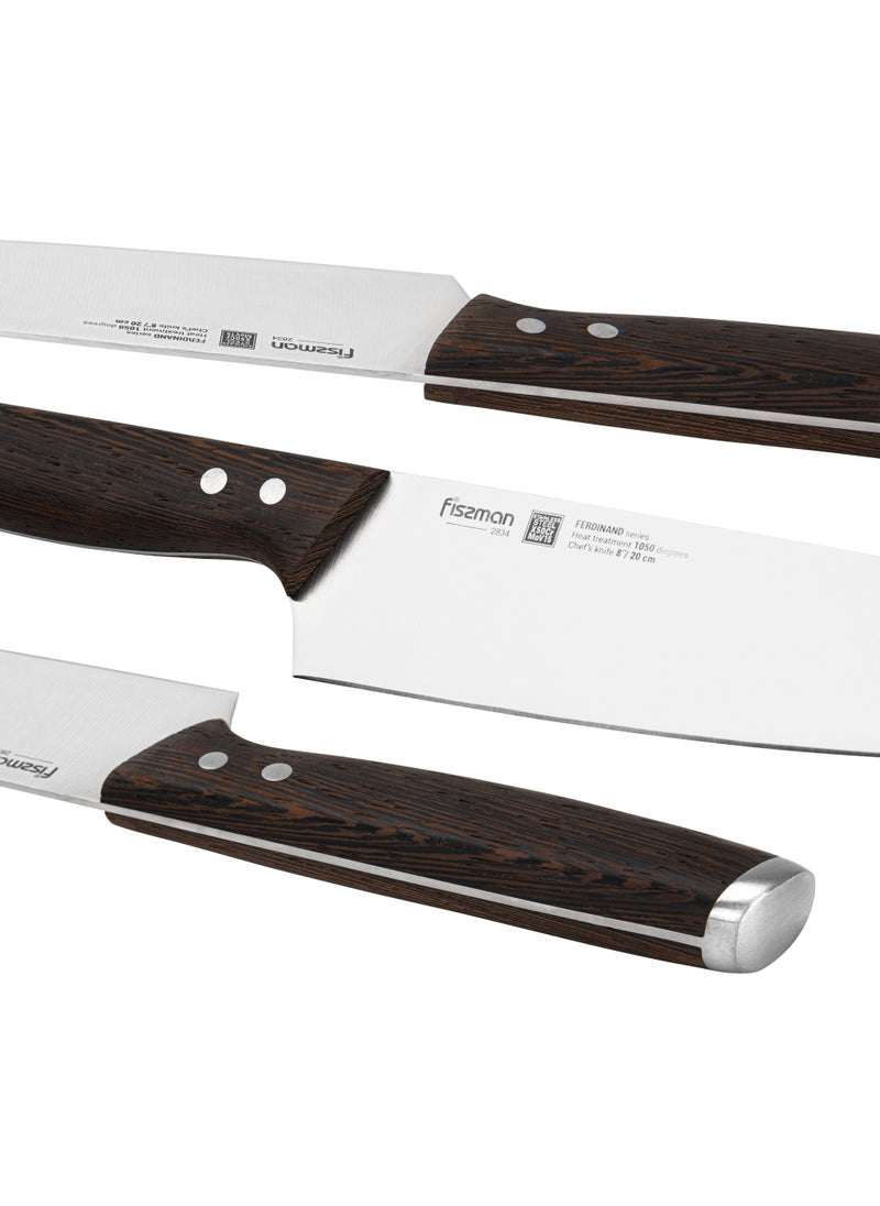 8'' Chef's Knife Ferdinand Series, with Sharp Blade and Sturdy Non Slip Handle, Minimalist Design, Stainless Steel, Suitable for Home Restaurant