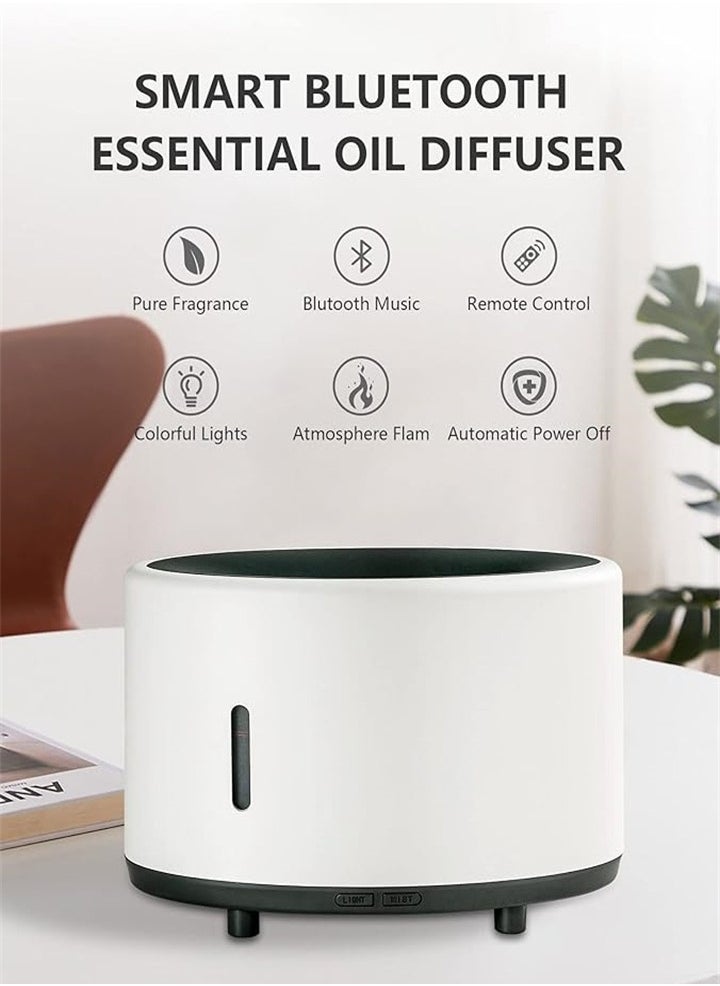 Flame Diffuser Air Humidifier for Home Office with 7 Color Changes, Ultra Quiet Aroma Scent Air Diffuser with Waterless Auto Shutoff, Bluetooth for Music Playback