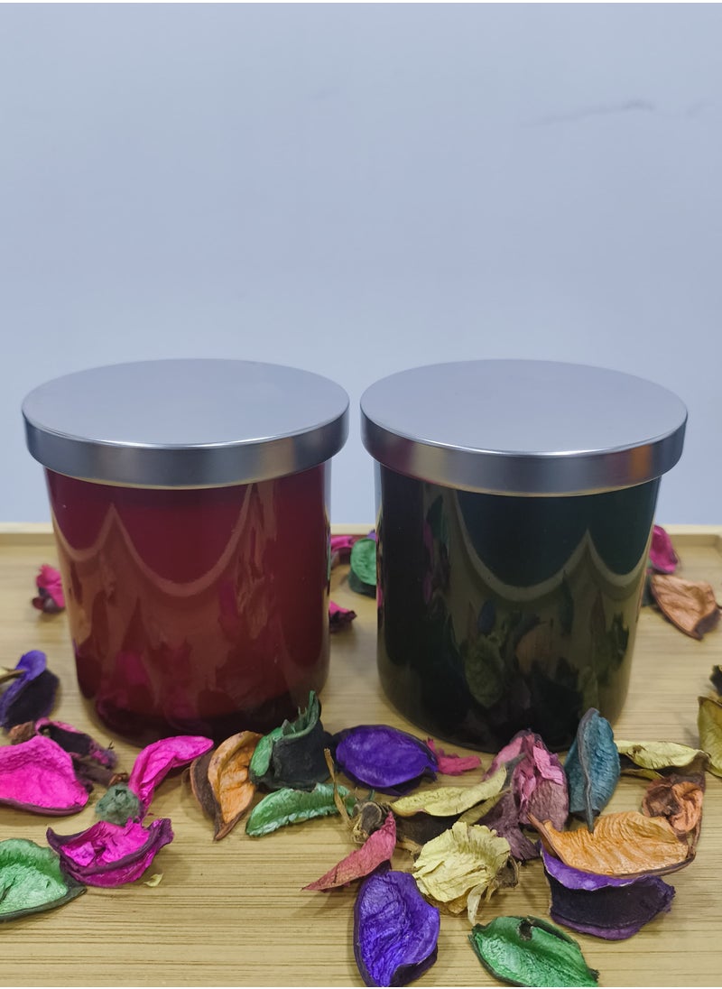 Scented Candle Set – Oud & Patchouli & Kakadu Water Lily, 2 x 150ml, Glass Jar, Made in UAE