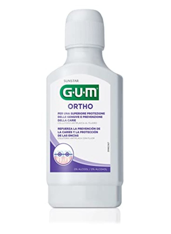 Gum Ortho Mouthrinse Mouthwash - Gentle spearmint flavor-Alcohol Free -Plaque Removal - Cavity Prevention - Gum Protection- Enamel Remineralization - Antibacterial Action -Allergen Free-300ML