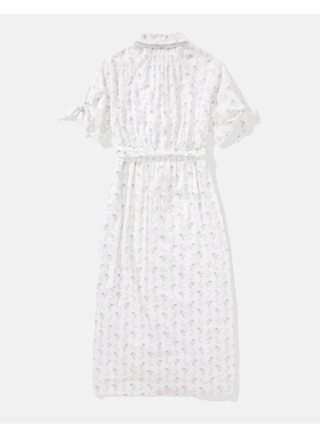 AE Short-Sleeve Midi Shirt Dress