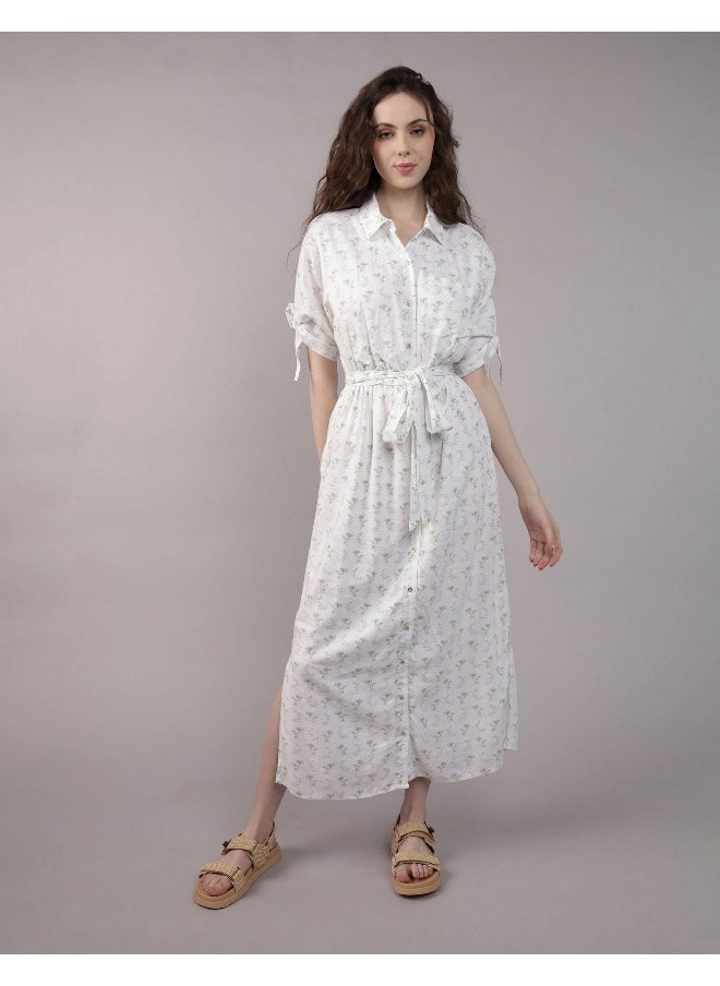 AE Short-Sleeve Midi Shirt Dress