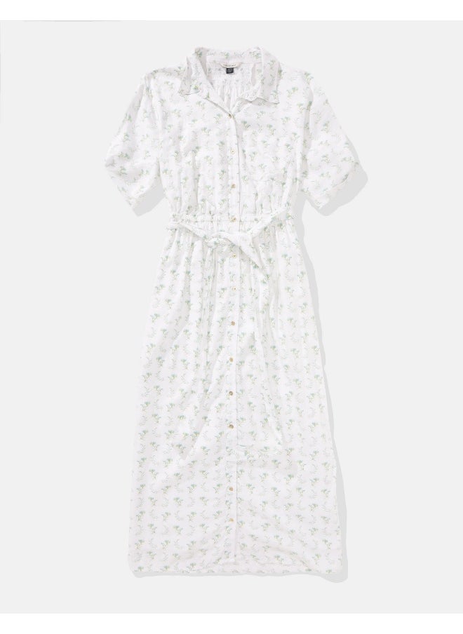 AE Short-Sleeve Midi Shirt Dress
