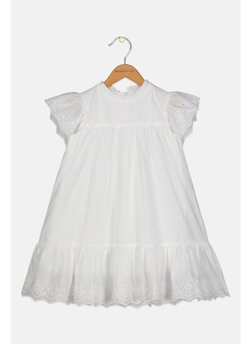 Kids Girl Embroidered Dress, White