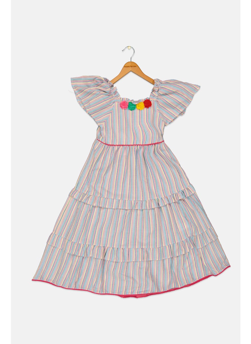 Kids Girl Stripes A Line Dress, Pink