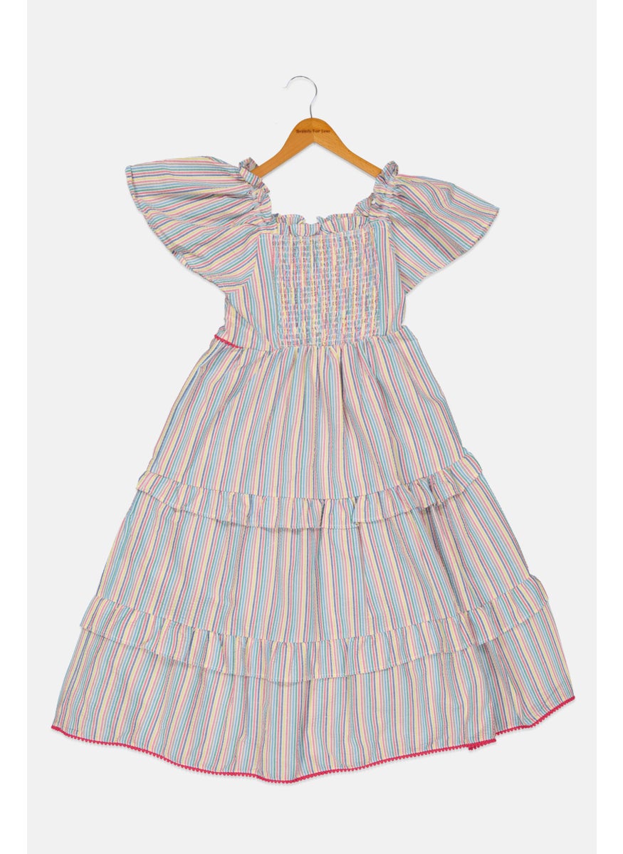 Kids Girl Stripes A Line Dress, Pink