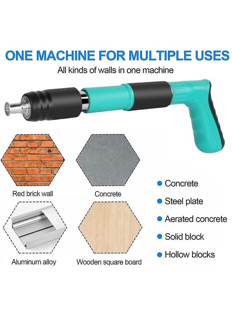 Concrete Nail Gun Kits with 50 pcs Nails, 5 Speed Adjustable Manual Steel Nail Gun, Wall Fastening Power Tool, Portable Nail Shooting Machine, for Cement Wall, Household