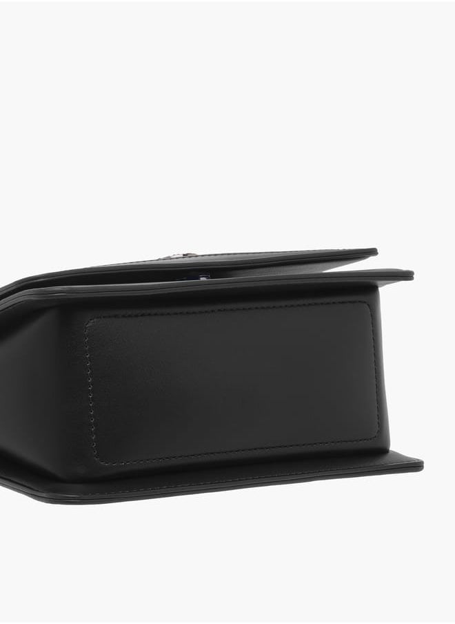 Women Monogram Embossed Crossbody Bag with Button Closure