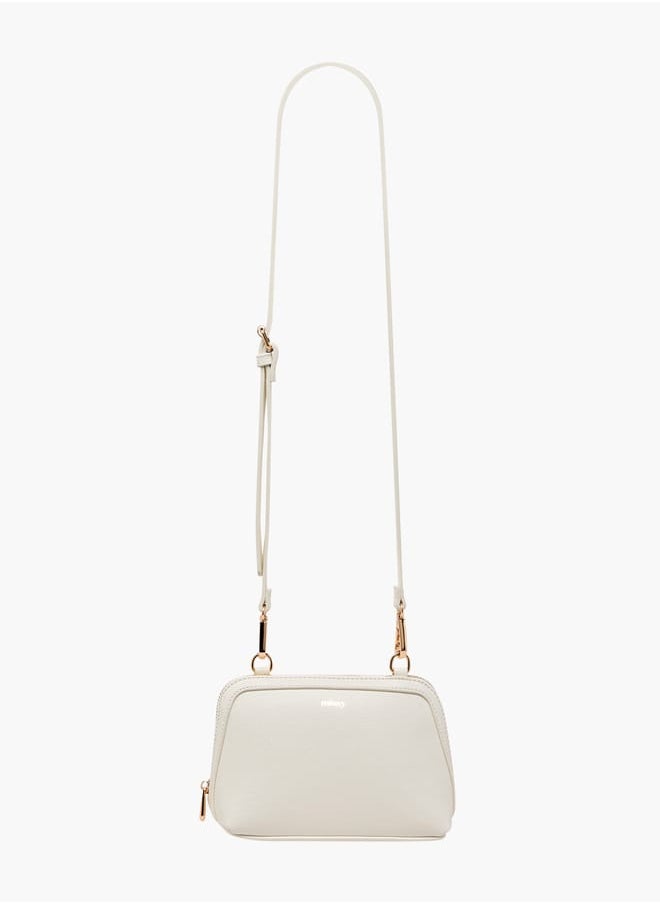 Women Panelled Crossbody Bag with Detachable Strap and Zip Closure
