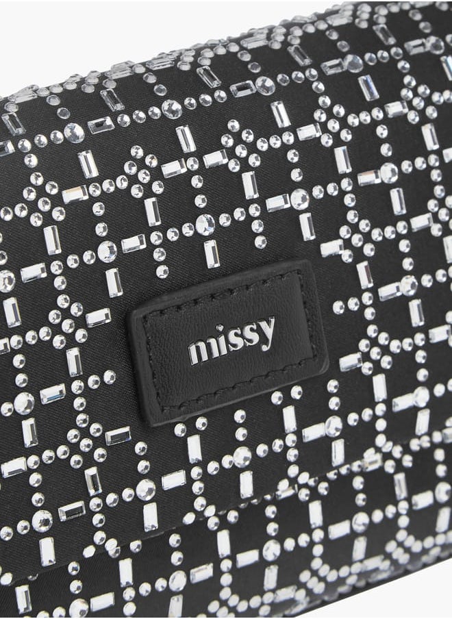 Womens Missy Embellished Crossbody Bag With Snap Button Closure And Chain Strap