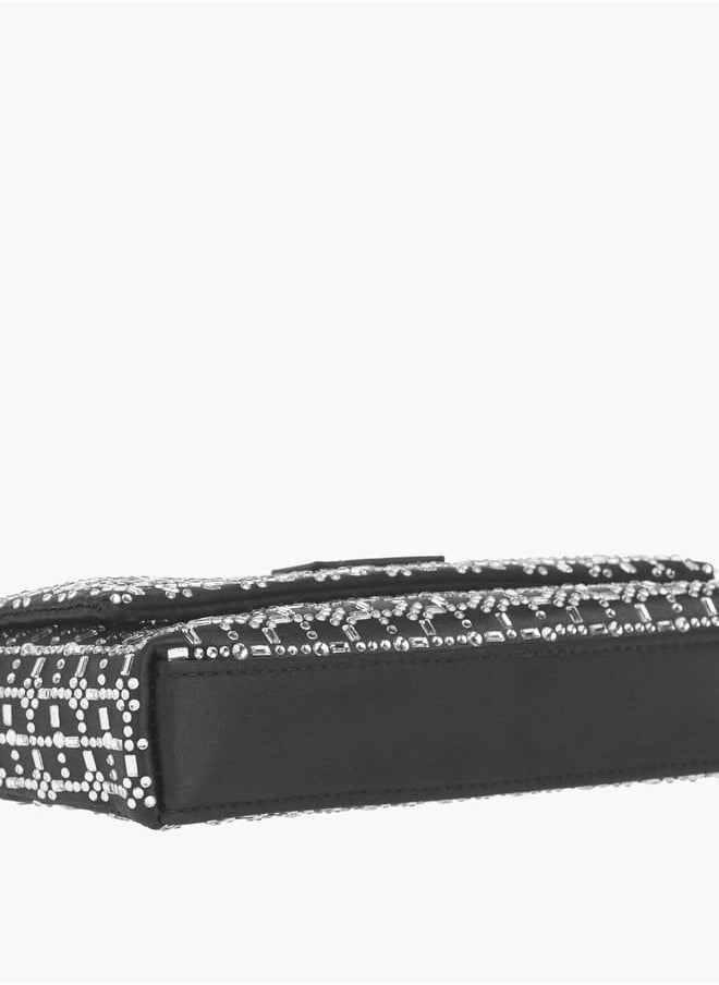 Womens Missy Embellished Crossbody Bag With Snap Button Closure And Chain Strap