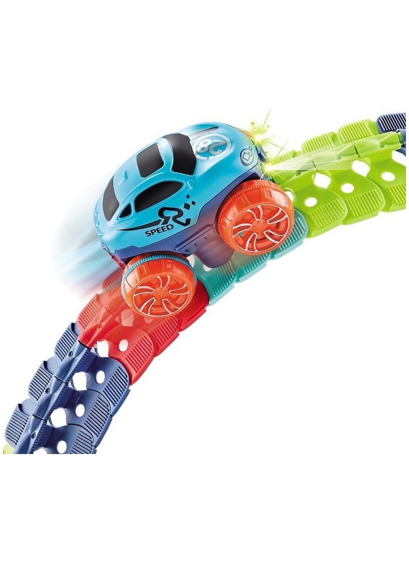 veook Car Track Set Race Track Toys for Boys Kids Easter Birthday Toy Gifts with LED Light-Up,Flexible Changeable Magic Race Car Ramps Track Toys for Kids 3 4 5 6 7 8+Year Old Boys Girls (92)