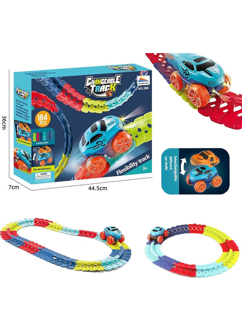 veook Car Track Set Race Track Toys for Boys Kids Easter Birthday Toy Gifts with LED Light-Up,Flexible Changeable Magic Race Car Ramps Track Toys for Kids 3 4 5 6 7 8+Year Old Boys Girls (92)