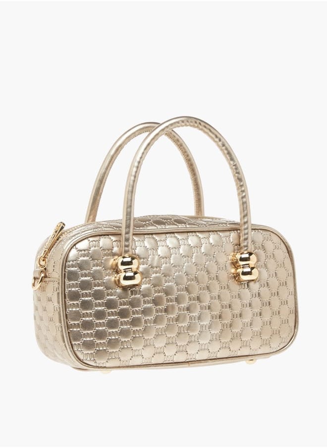 Womens Missy Monogram Embossed Tote Bag With Zip Closure Ramadan Collection