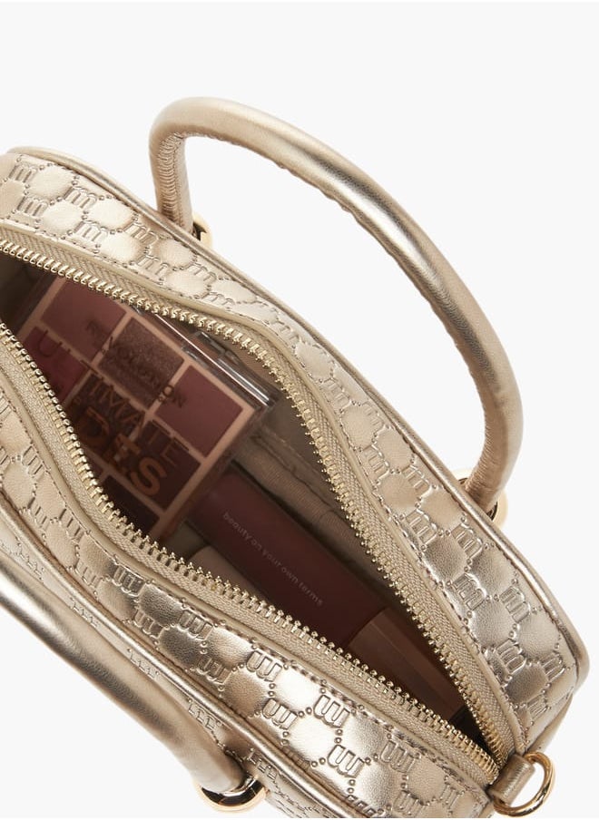 Womens Missy Monogram Embossed Tote Bag With Zip Closure Ramadan Collection