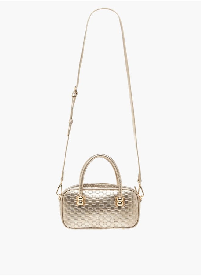 Womens Missy Monogram Embossed Tote Bag With Zip Closure Ramadan Collection