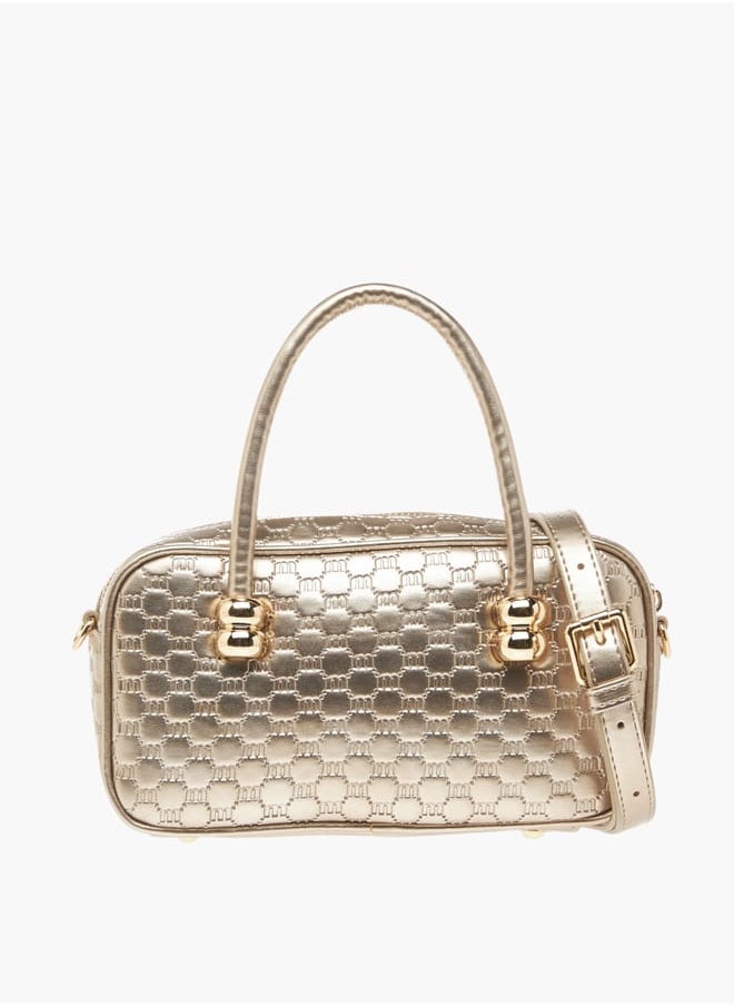 Womens Missy Monogram Embossed Tote Bag With Zip Closure Ramadan Collection