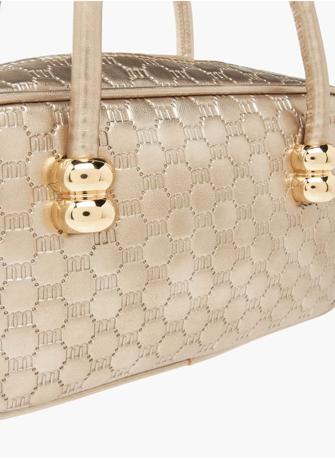 Womens Missy Monogram Embossed Tote Bag With Zip Closure Ramadan Collection