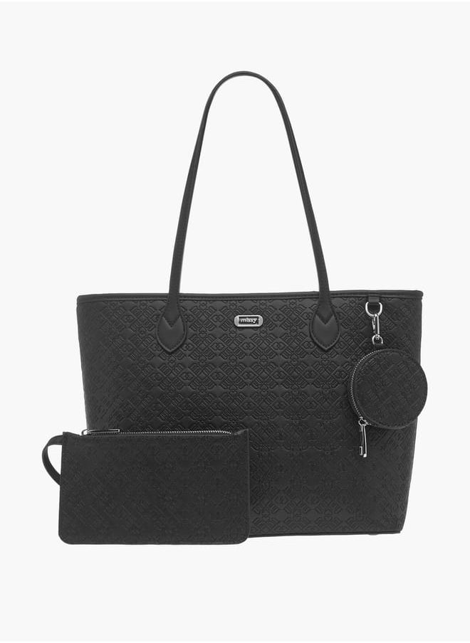 Womens Missy Monogram Textured Tote Bag With Wallet And Coin Purse