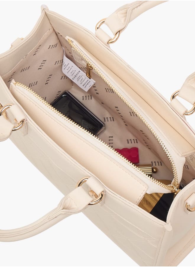 Women Quilted Tote Bag with Double Handle and Zip Closure