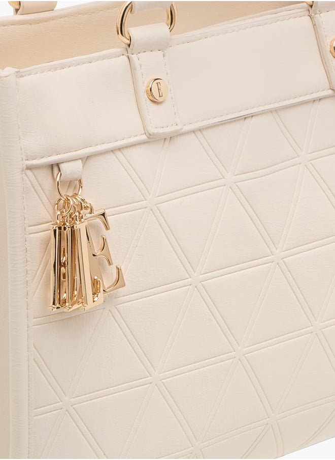 Women Quilted Tote Bag with Double Handle and Zip Closure
