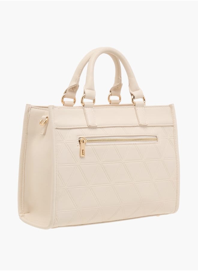 Women Quilted Tote Bag with Double Handle and Zip Closure