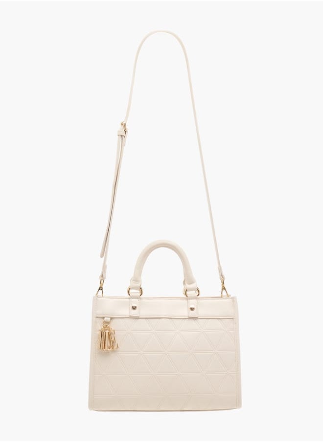 Women Quilted Tote Bag with Double Handle and Zip Closure