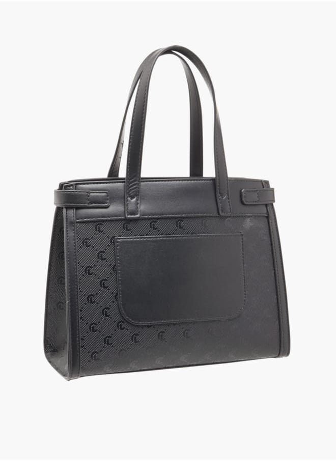 Women Missy Monogram Textured Tote Bag with Detachable Strap and Handles