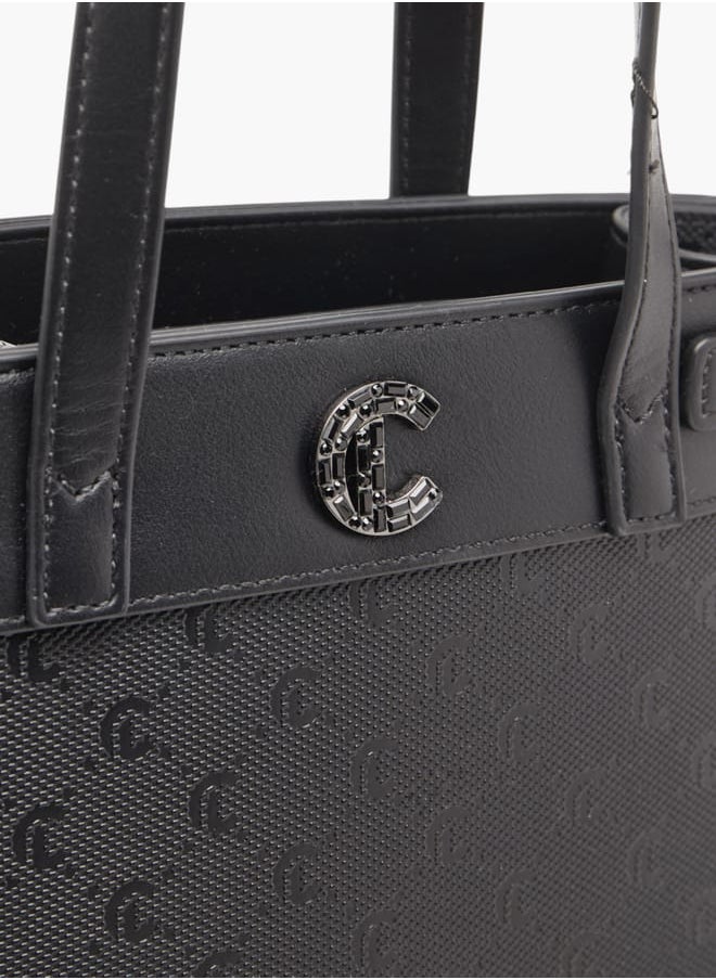 Women Missy Monogram Textured Tote Bag with Detachable Strap and Handles