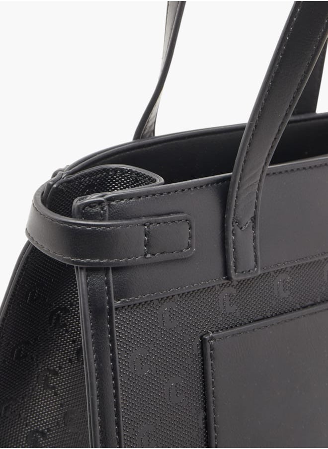 Women Missy Monogram Textured Tote Bag with Detachable Strap and Handles