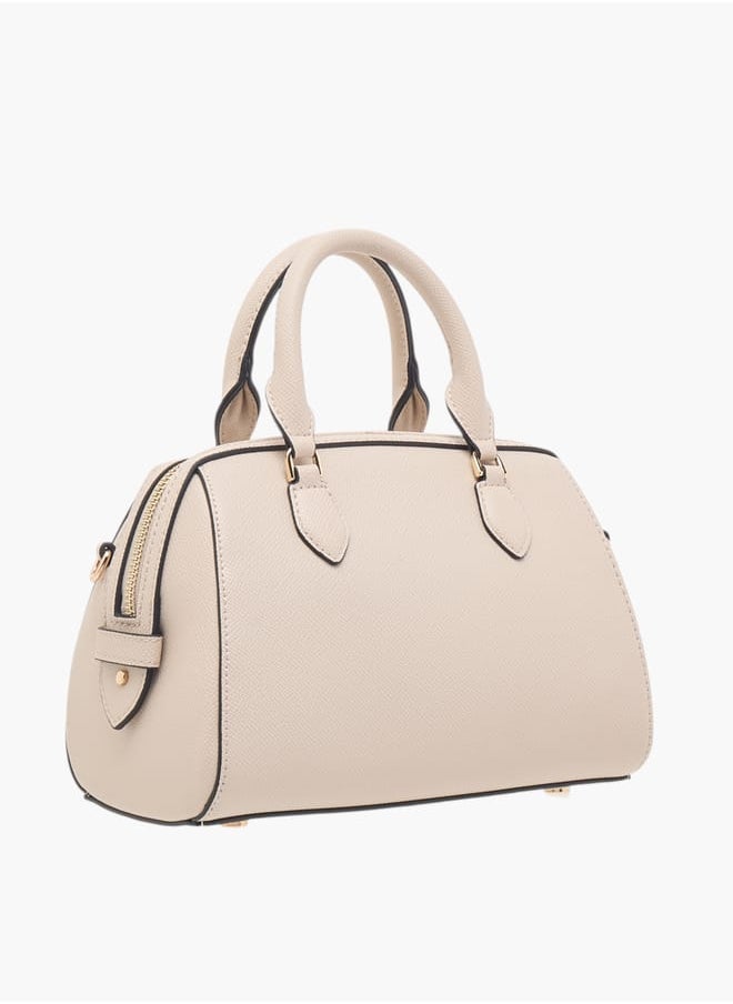 Women Textured Tote Bag with Double Handle and Detachable Strap