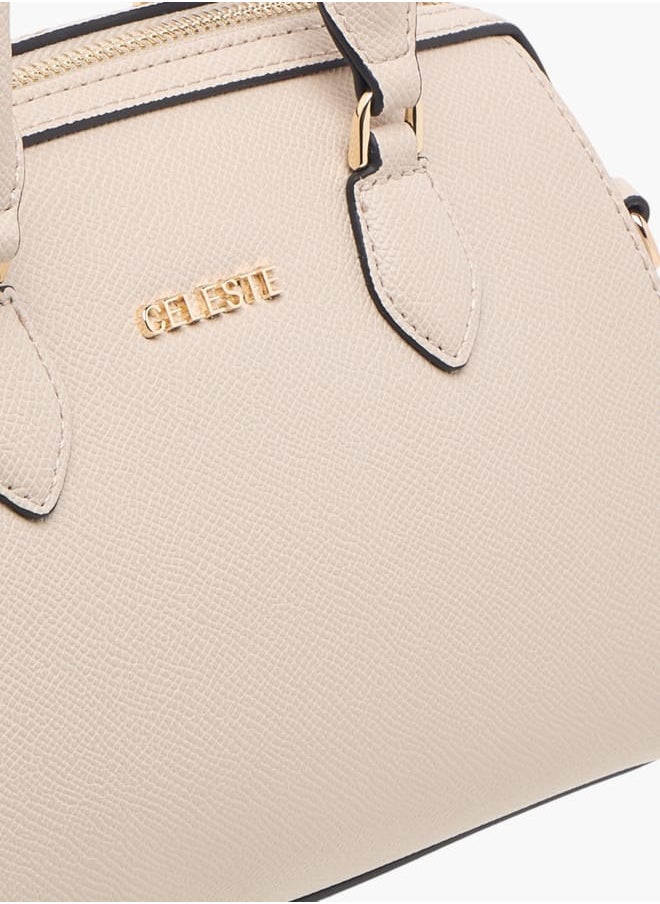 Women Textured Tote Bag with Double Handle and Detachable Strap