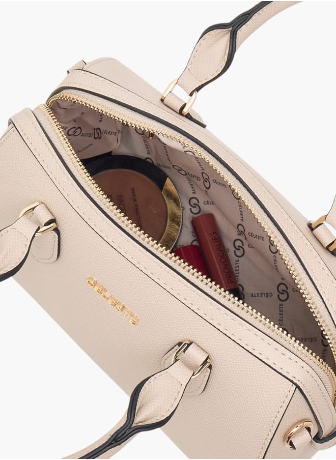 Women Textured Tote Bag with Double Handle and Detachable Strap