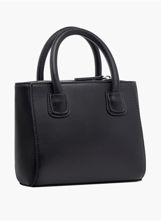 Women's Embellished Tote Bag with Zip Closure and Detachable Strap