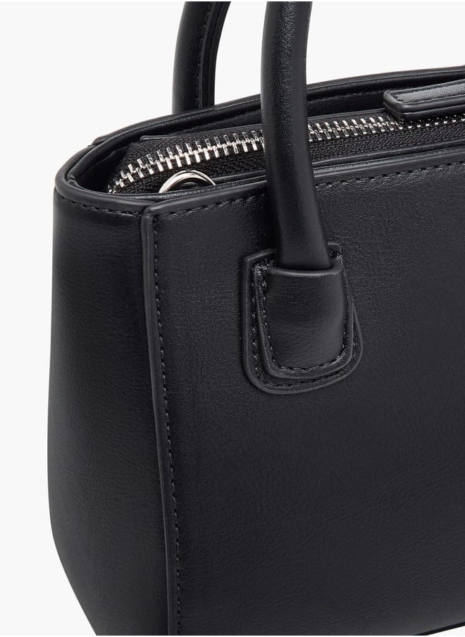 Women's Embellished Tote Bag with Zip Closure and Detachable Strap